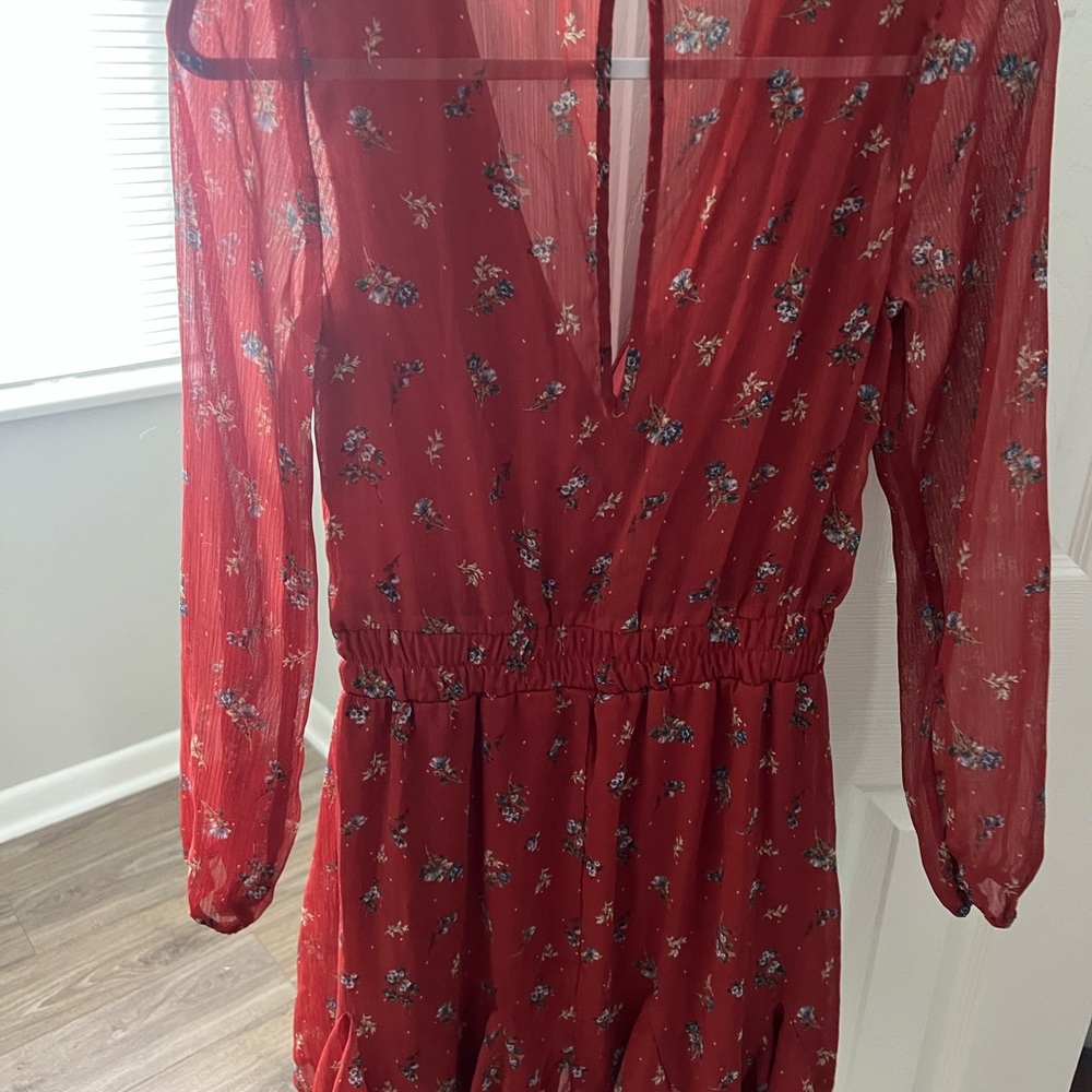 Trixxi Red Bishop Sleeve Sundress
